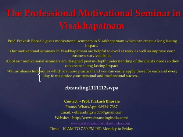 4 The Professional Motivational Seminar in Visakhapatnam