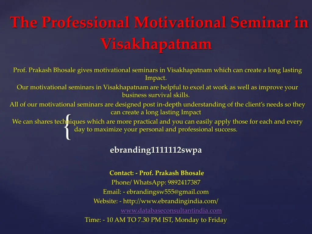 the professional motivational seminar in visakhapatnam
