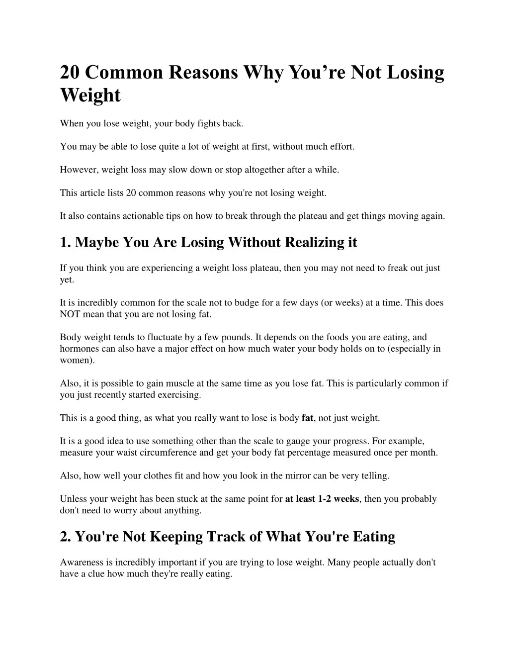 20 common reasons why you re not losing weight