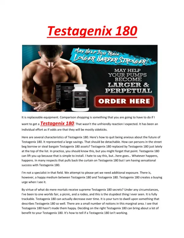 How Does Testagenix 180 Reviews Works and Where To Buy?