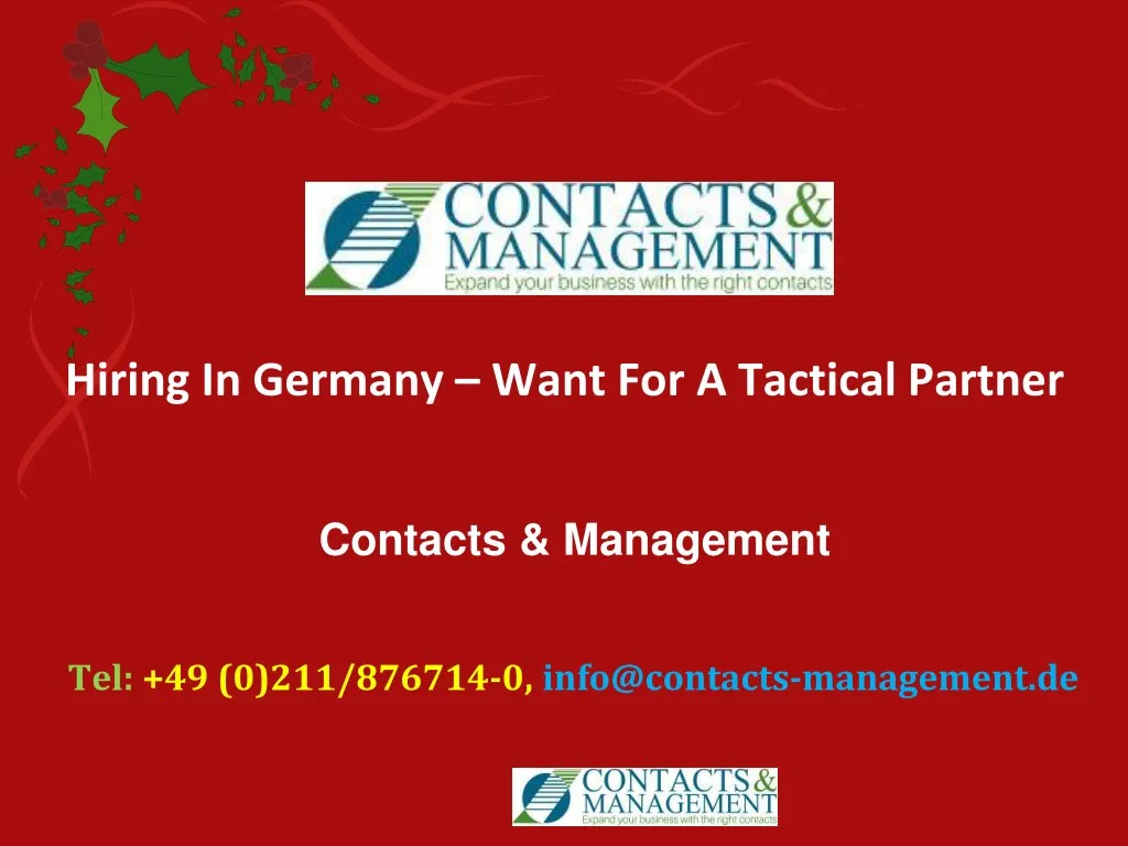 hiring in germany want for a tactical partner