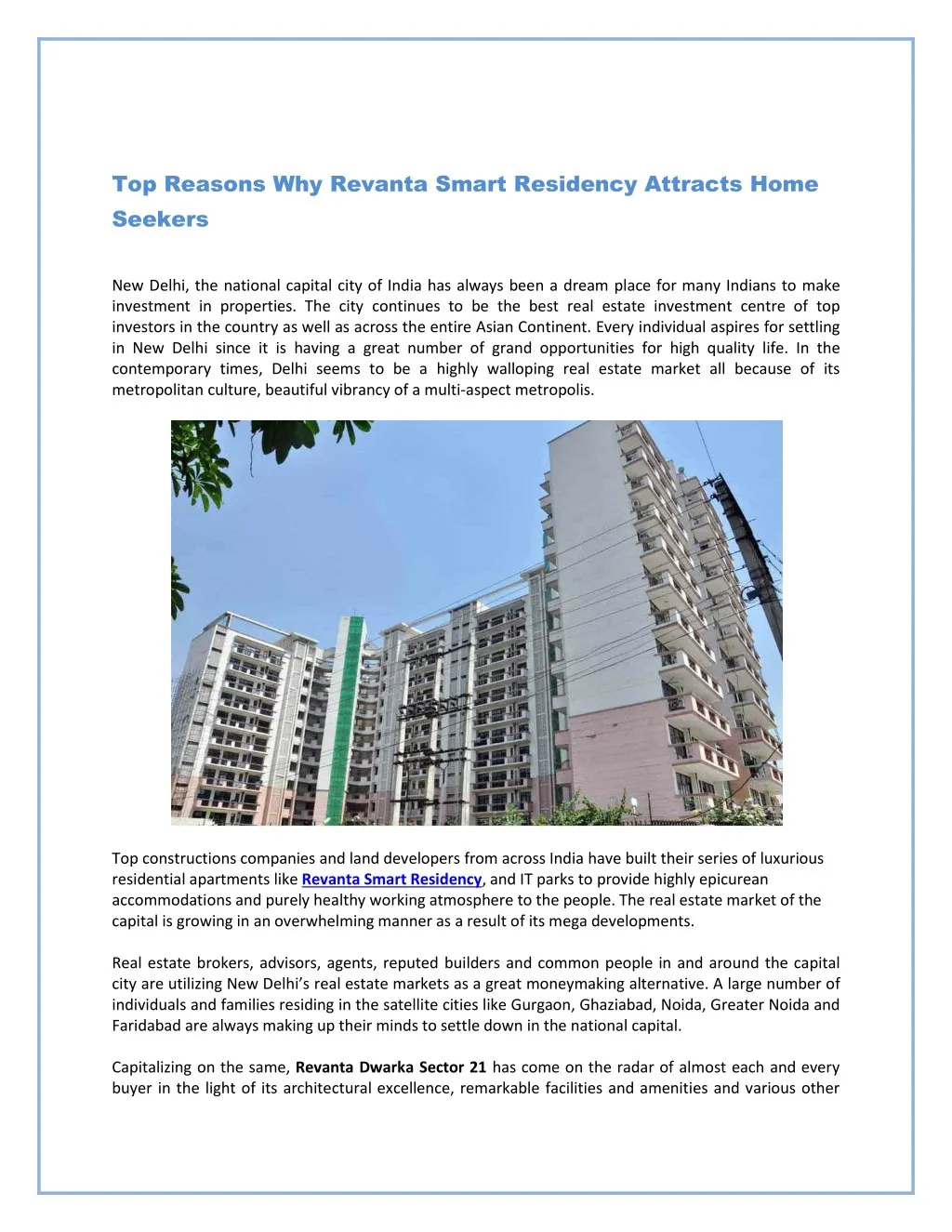 top reasons why revanta smart residency attracts