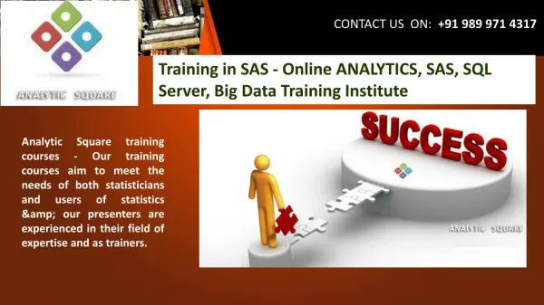 Best Analytics, SAS and SPSS training and courses in Delhi| E-learning available