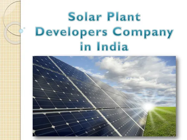 Solar Plant Developers Company in India