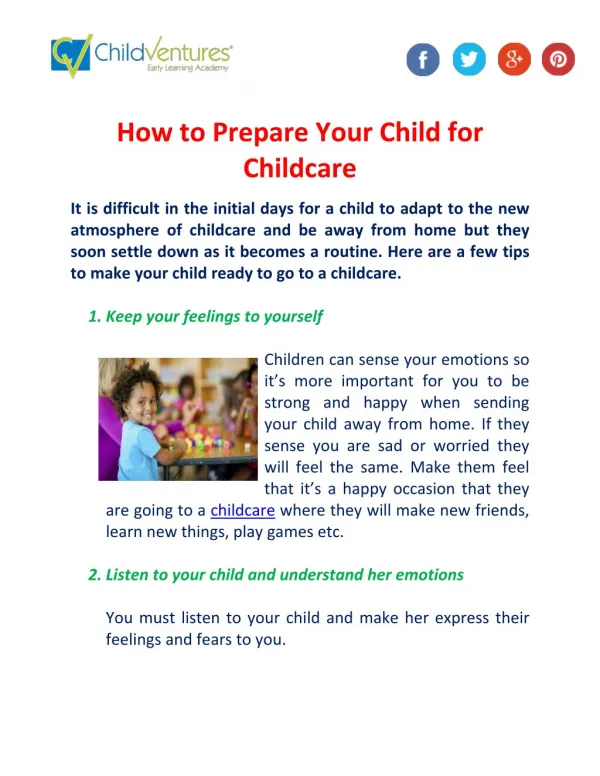 Ways To Prepare Your Child For Childcare Centres