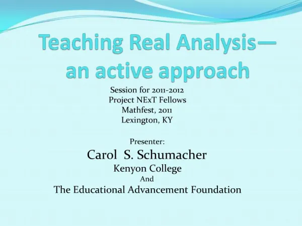 Teaching Real Analysis an active approach