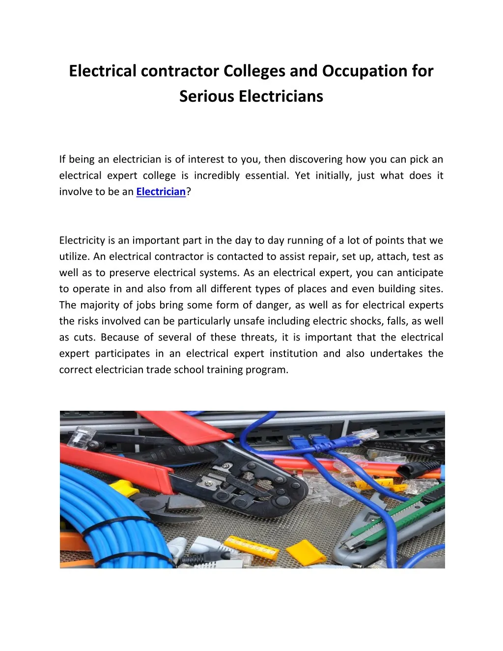 electrical contractor colleges and occupation
