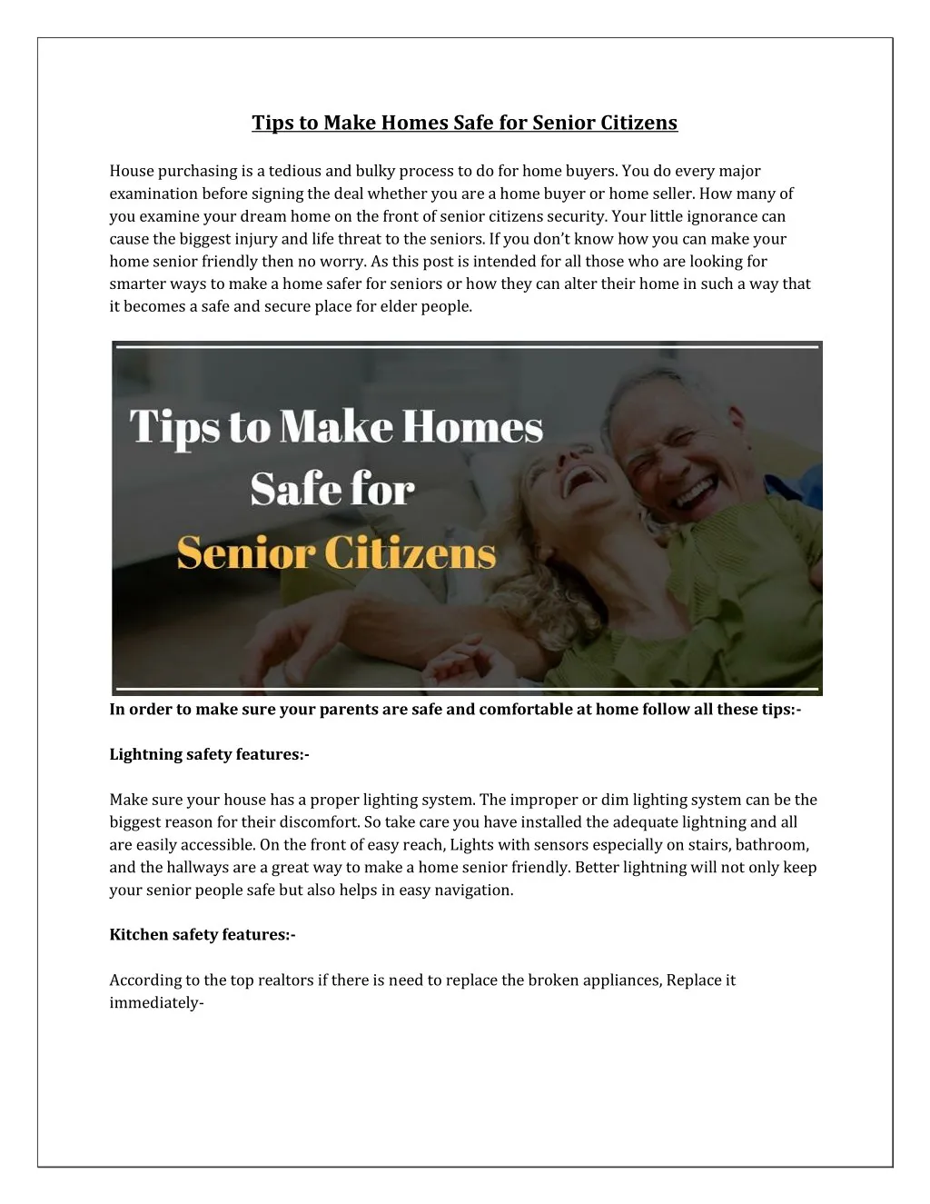 tips to make homes safe for senior citizens