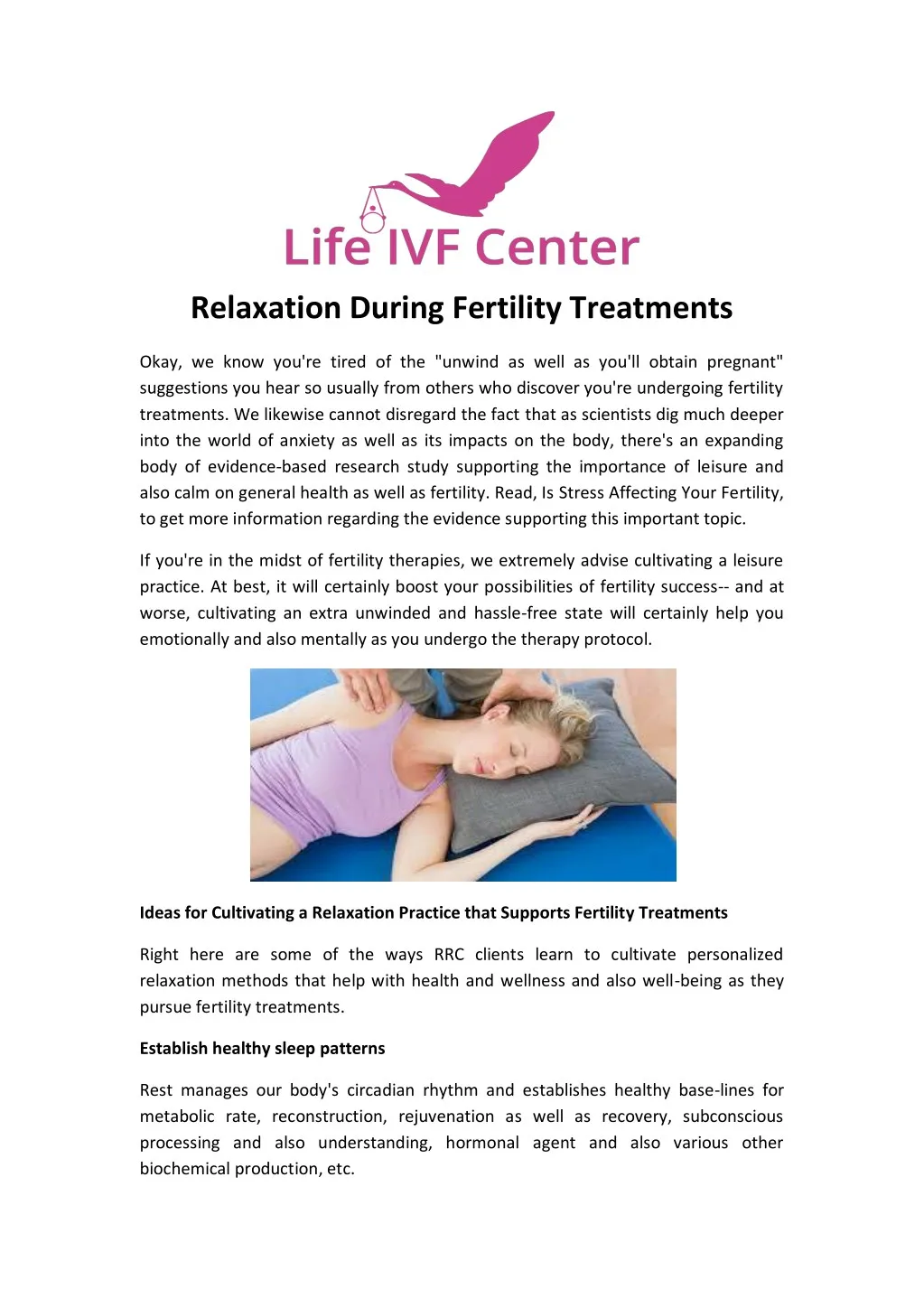 relaxation during fertility treatments