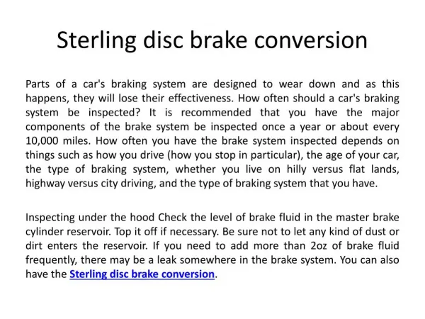 Sterling disc brake conversion