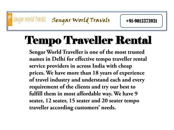 Tempo Traveller On Rent Delhi - delhitempotravels.com.