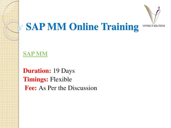 SAP MM Module PPT | SAP MM Online Training in Hyderabad