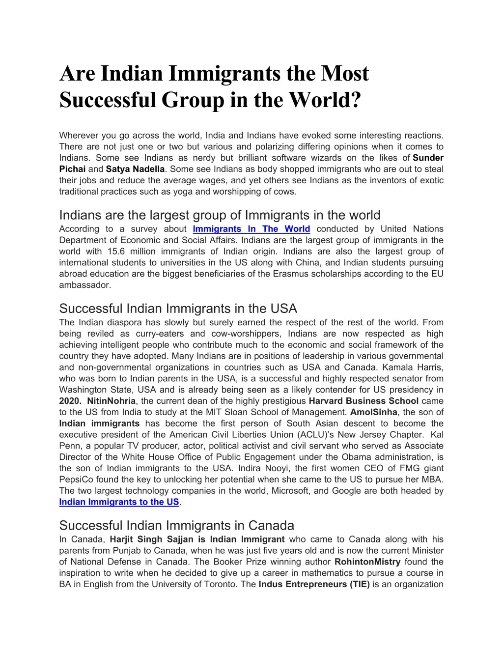 are indian immigrants the most successful group