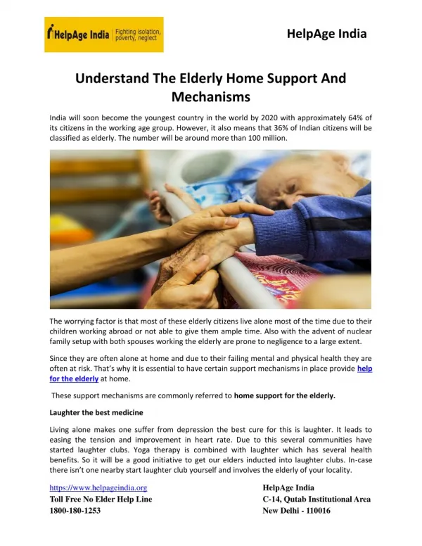 Understand The Elderly Home Support And Mechanisms