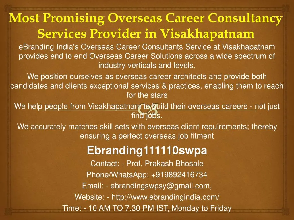 most promising overseas career consultancy services provider in visakhapatnam