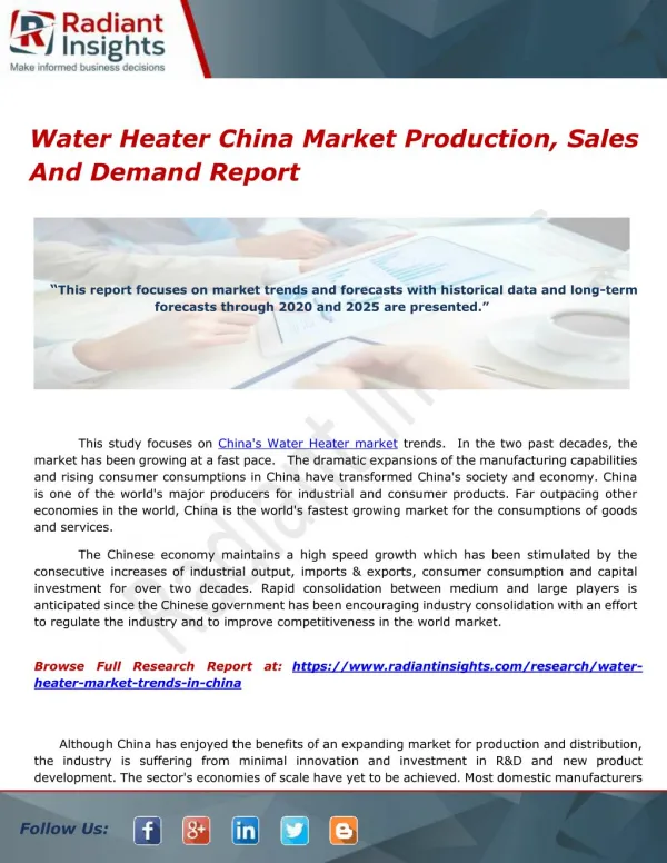 Water Heater China Market Production, Sales And Demand Report