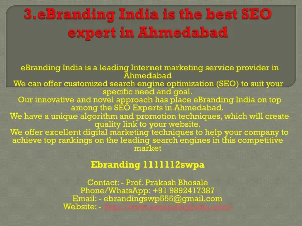 3.eBranding India is the best SEO expert in Ahmedabad