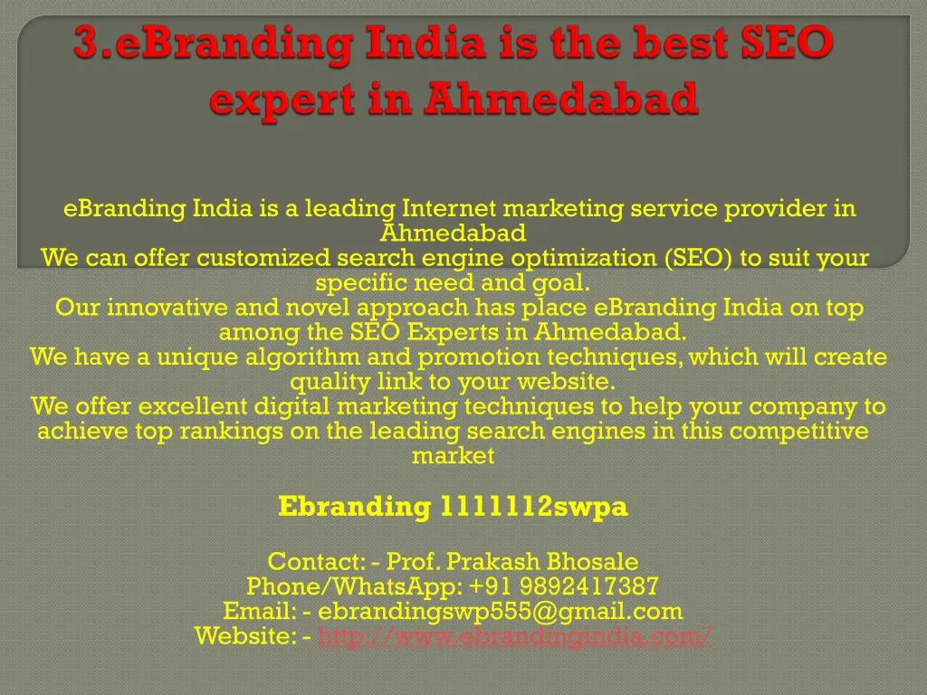 3 ebranding india is the best seo expert in ahmedabad