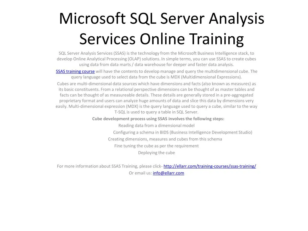 microsoft sql server analysis services online training