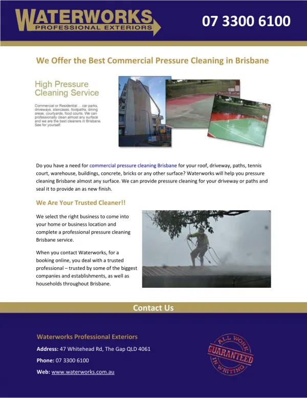 We Offer the Best Commercial Pressure Cleaning in Brisbane