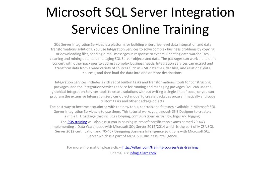 microsoft sql server integration services online training