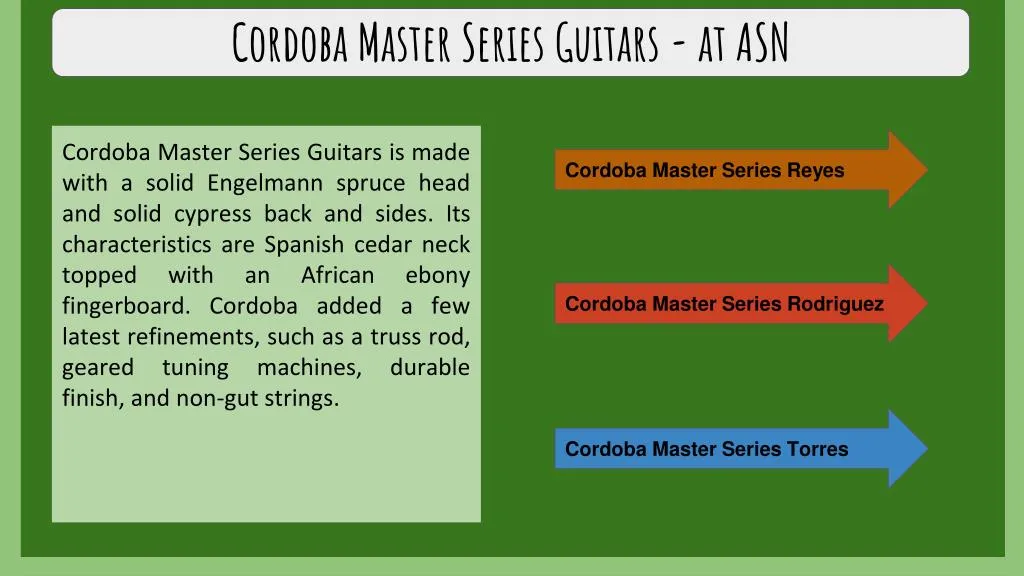 cordoba master series guitars at asn