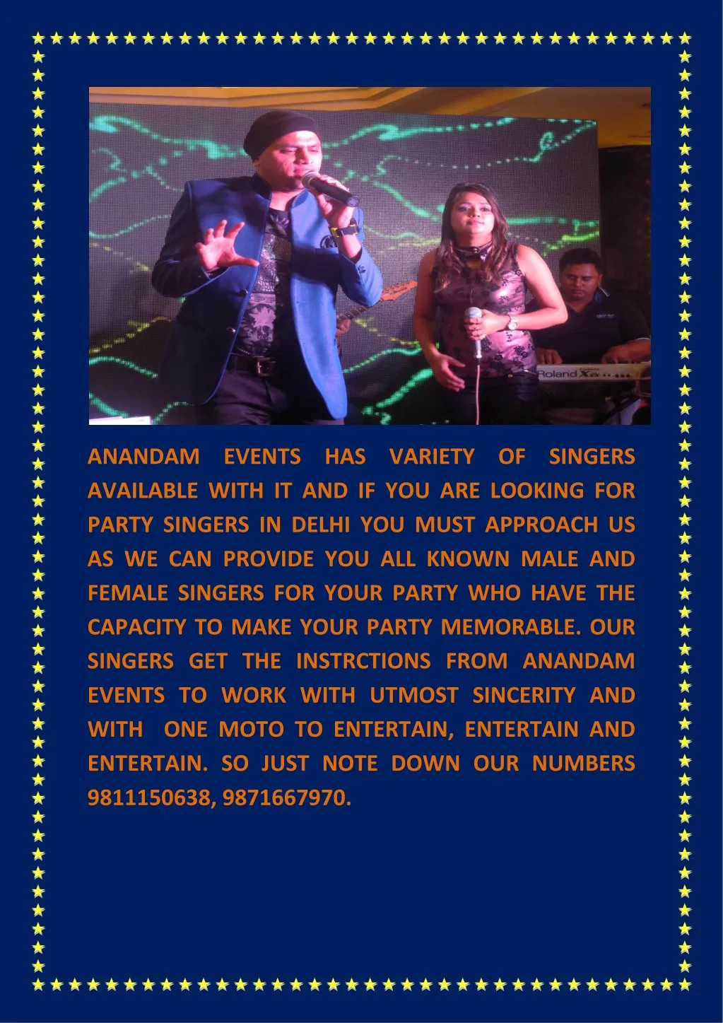 anandam events has variety of singers available