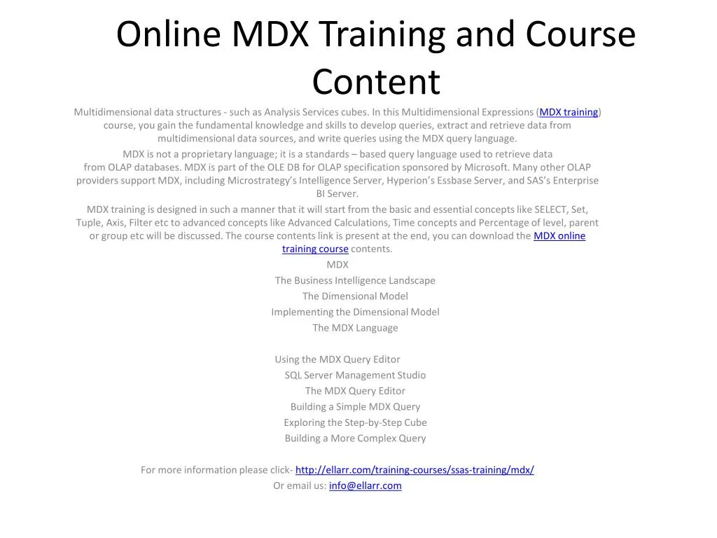 online mdx training and course content