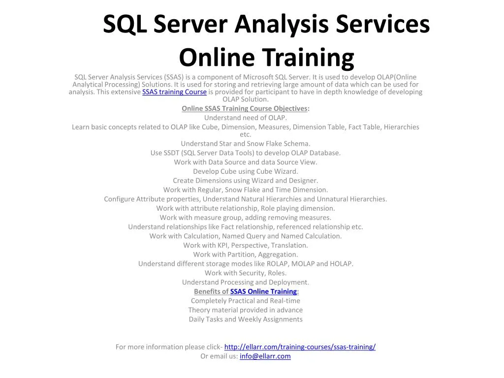 sql server analysis services online training