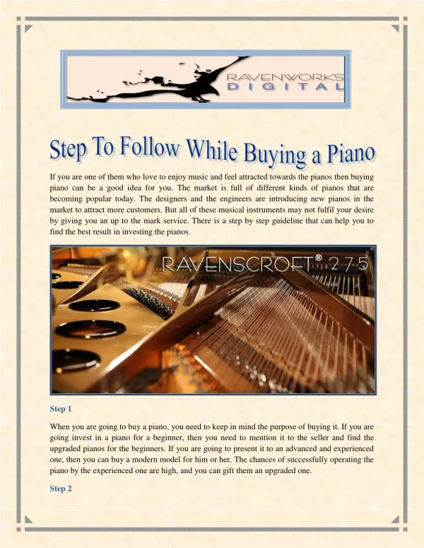 Step To Follow While Buying a Piano