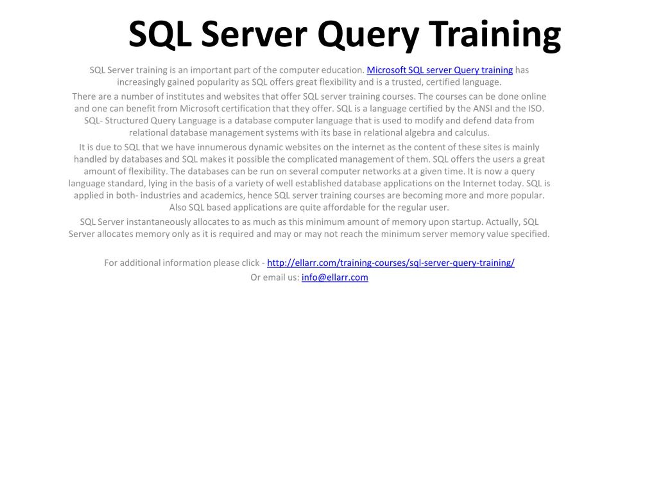 PPT - SQL Server Query Training PowerPoint Presentation, free download ...
