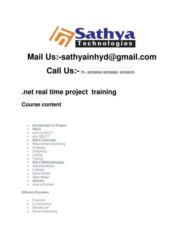 .net real time project training in hyderabad