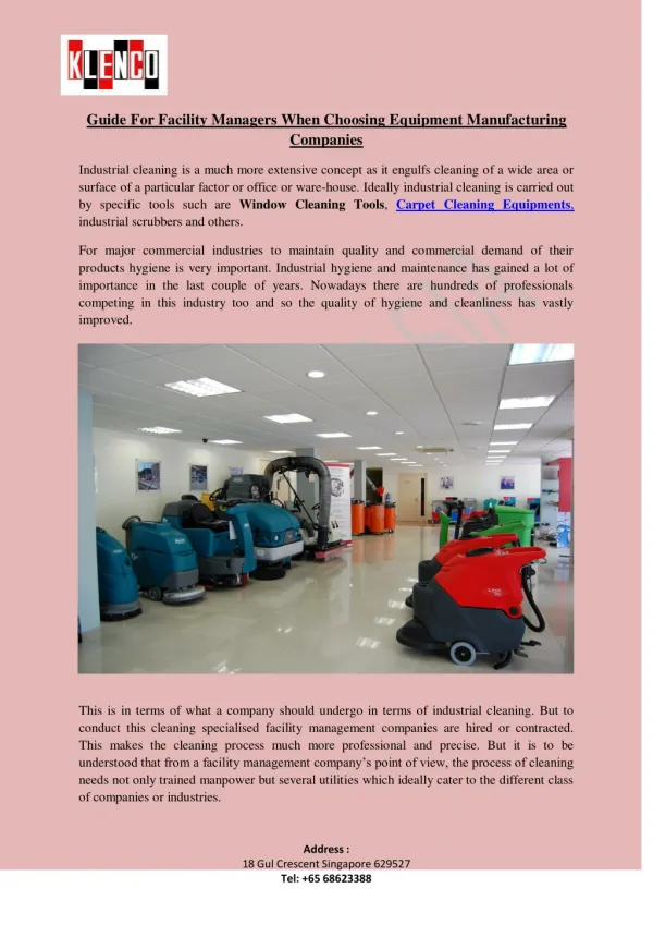 Carpet Cleaning Equipments,
