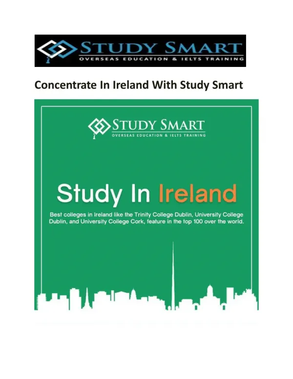 Concentrate In Ireland With Study Smart