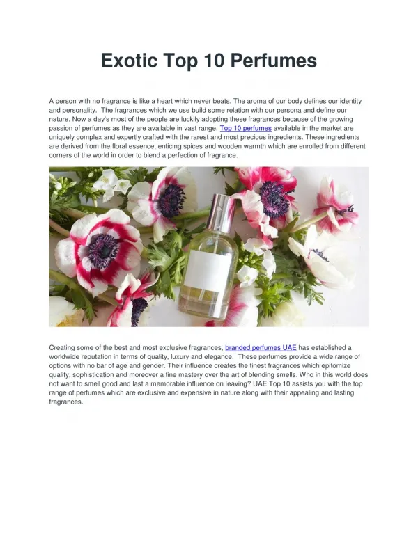 Exotic Top 10 Perfumes