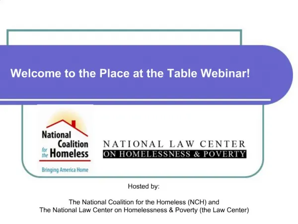 Welcome to the Place at the Table Webinar