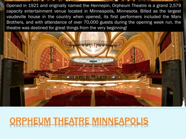 Orpheum Theatre Minneapolis | 612-339-7007