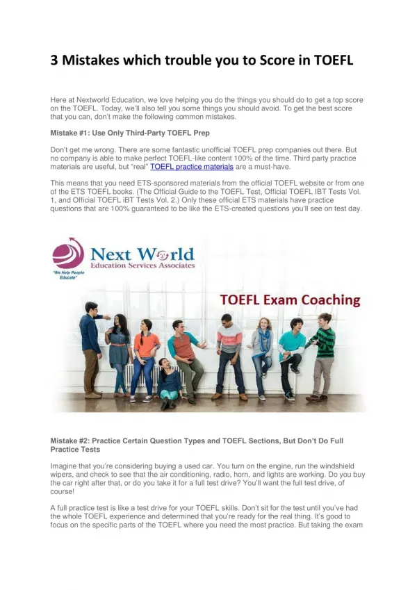 3 mistakes which trouble you to score in toefl