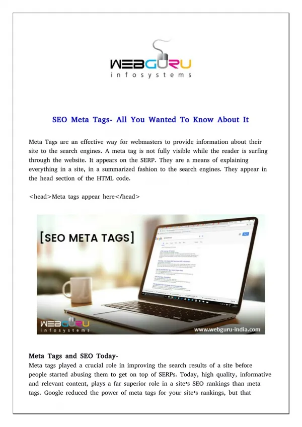 SEO Meta Tags- All You Wanted To Know About It