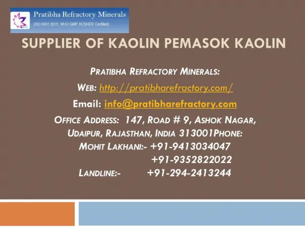 Supplier of Kaolin Pemasok Kaolin