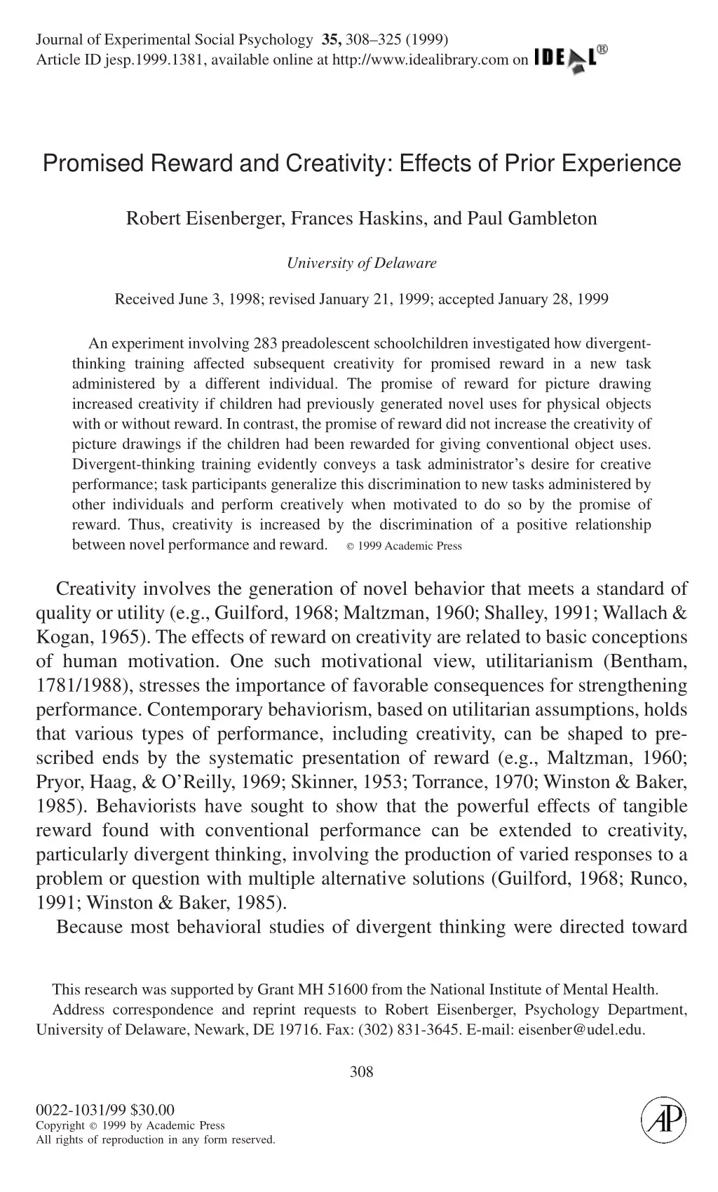 journal of experimental social psychology