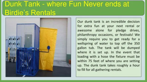 Dunk Tank - where Fun Never ends at Birdie’s Rentals