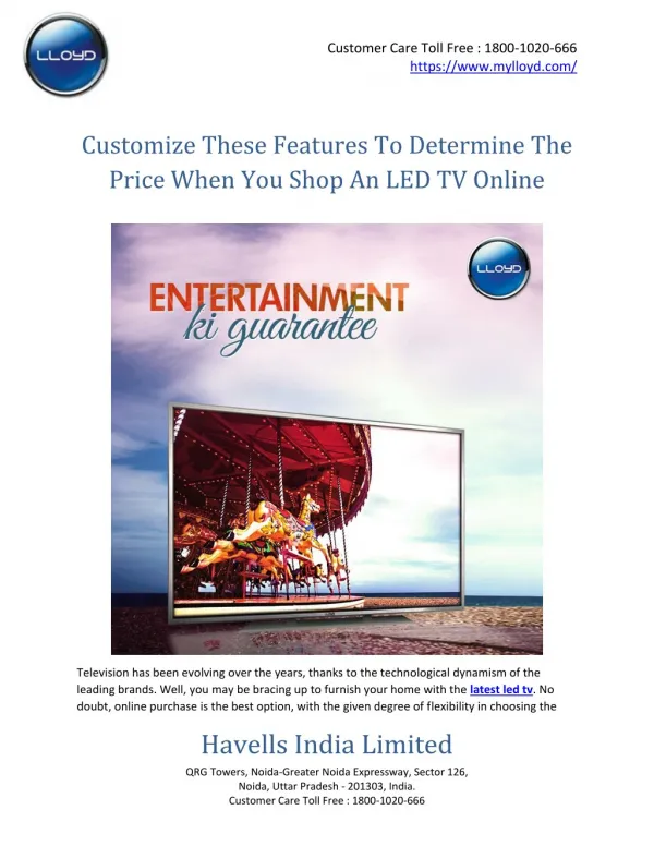 Customize These Features To Determine The Price When You Shop An LED TV Online