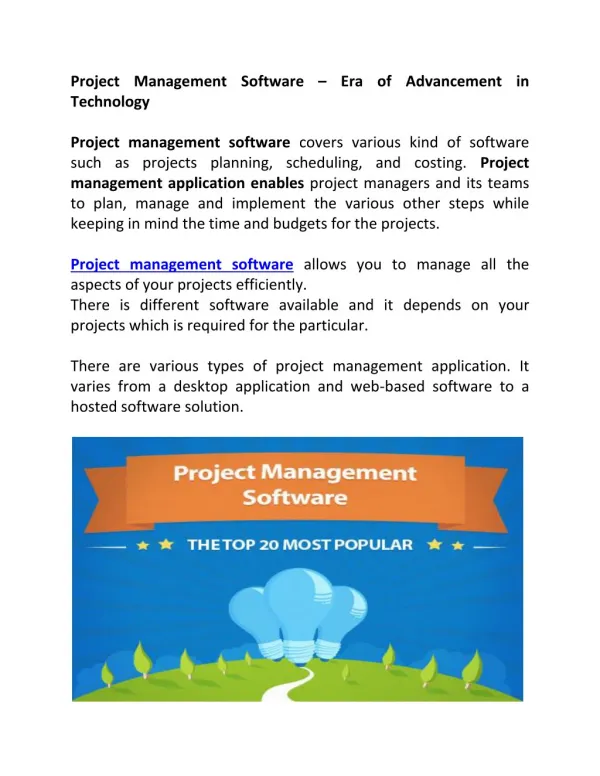 Project Management Software – Era of Advancement in Technology