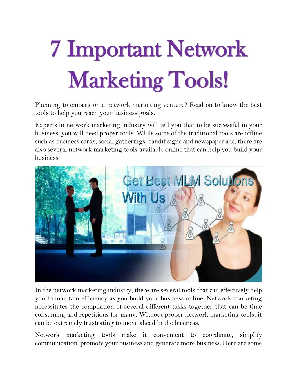 7 7 important important network marketing tools