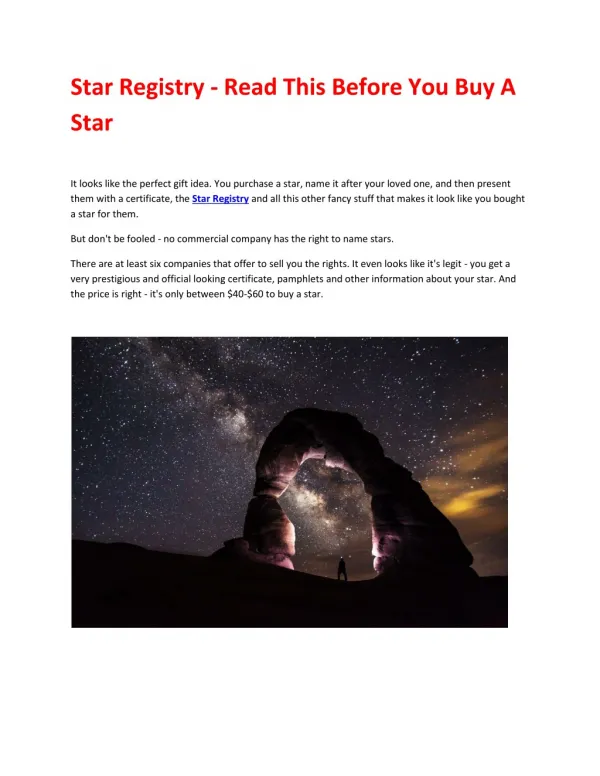 Star Registry - Read This Before You Buy A Star