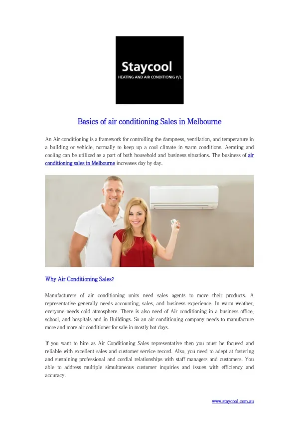 Basics of air conditioning Sales in Melbourne