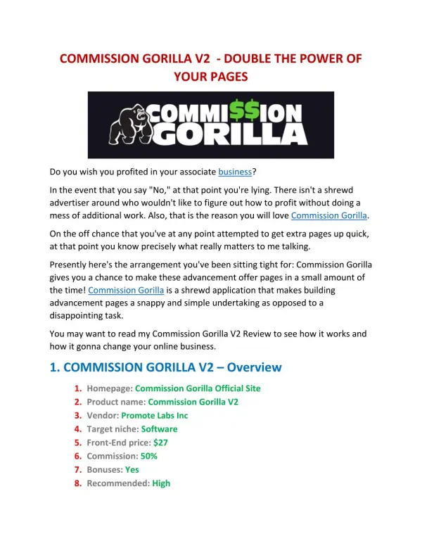 Commission Gorilla V2 Review