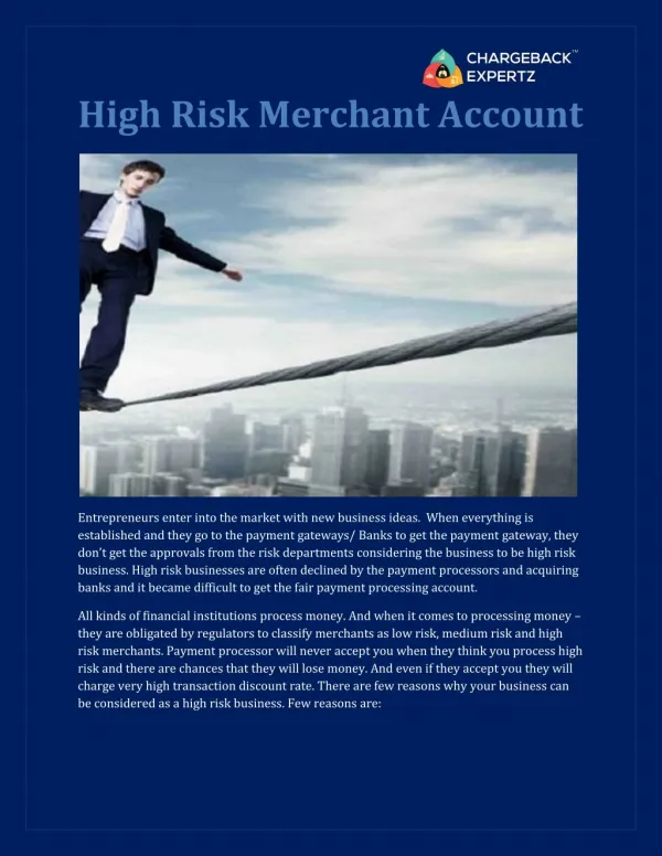 High Risk Merchant Account Solutions - Chargeback Expertz