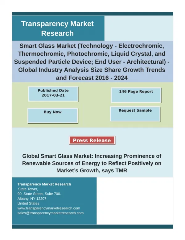Smart Glass Market - Global Industry Analysis and Forecast | 2024